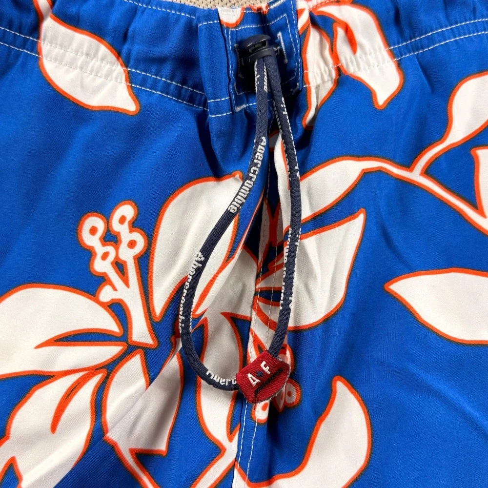 Abercrombie & Fitch Mens Blue Floral Cargo Board Shorts Size L Swim Vintage - Picture 12 of 14